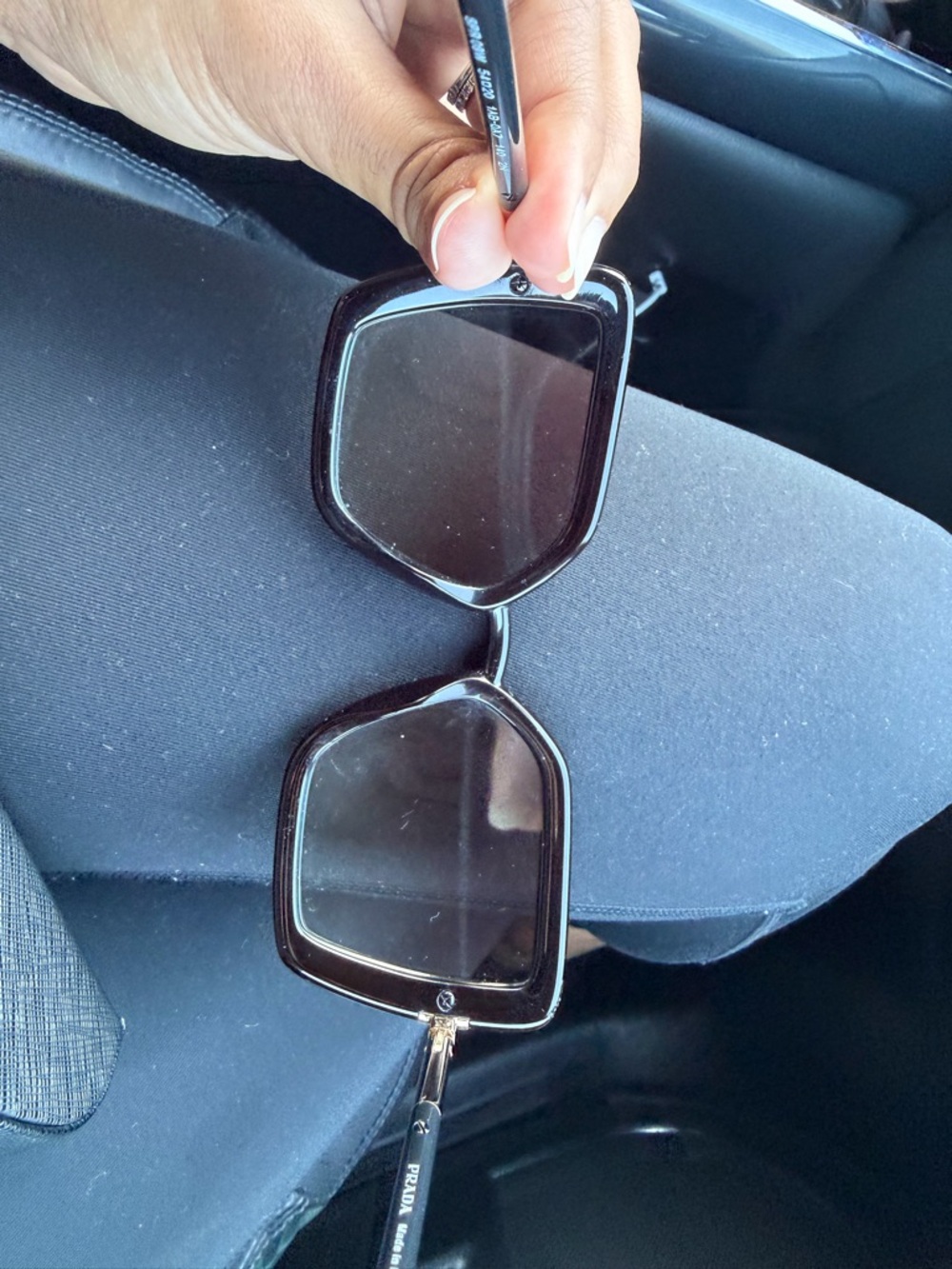 Prada Women's Black Oversized Geometric Sunglasses - Picture 2 of 3
